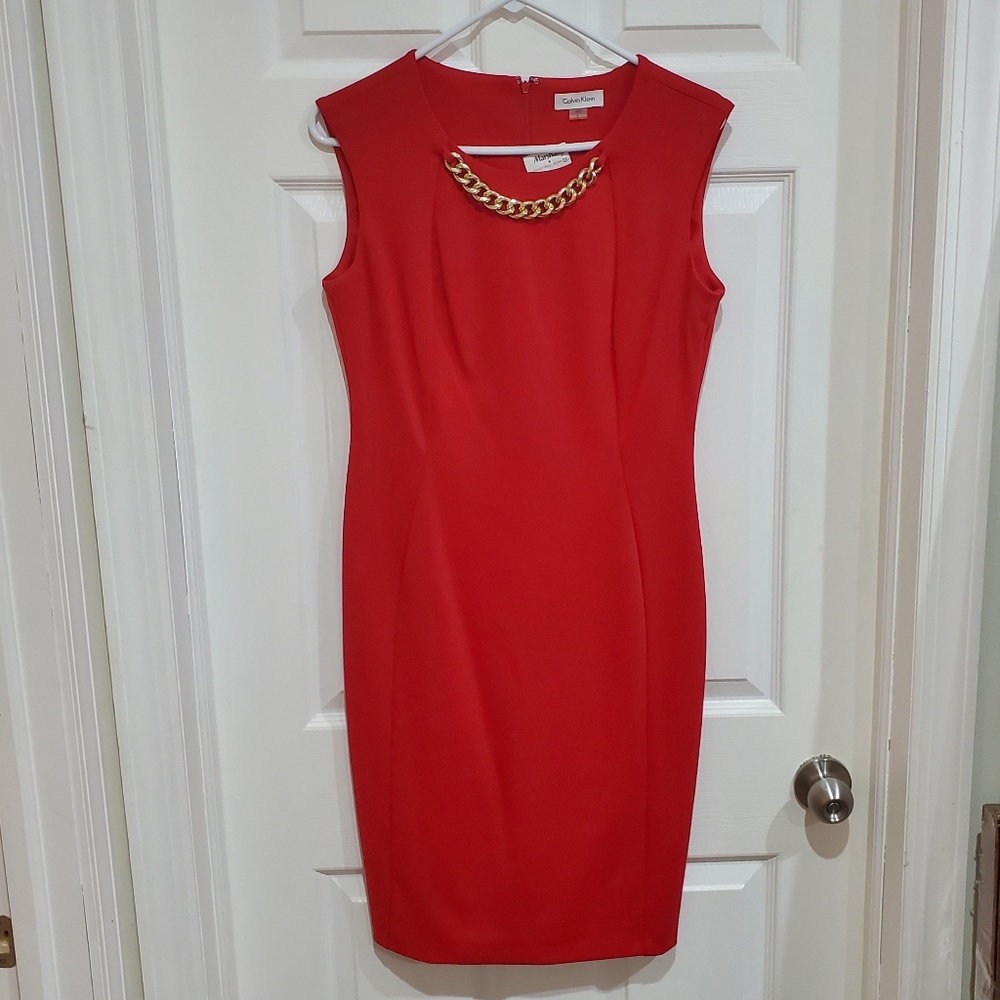 Calvin Klein Red Dress Size 8